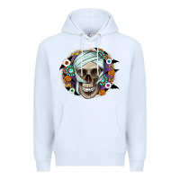 White Halloween Skeleton Premium Hoodie - CowhideDigitalArt