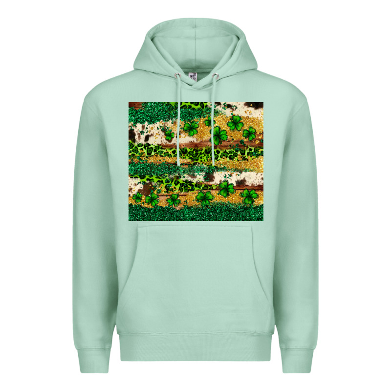 St. Patrick's Day Leopard Cowhide Shamrock Tumbler Premium Hoodie by Neo Western | Teevron