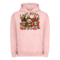 Pigment Salmon but first coffee Urban Hoodie - FaDigitalArtStudio