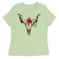 Matcha bull skull with rose and flowers Ladies Tee - Artiststas