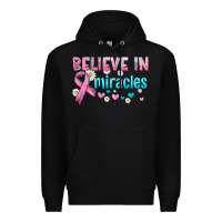Black believe in miracles with ribbon Premium Hoodie - HRA Design Shop