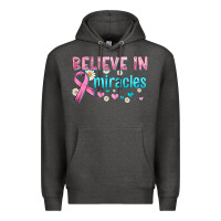 Charcoal Heather believe in miracles with ribbon Premium Hoodie - HRA Design Shop