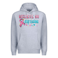 Heather Grey believe in miracles with ribbon Premium Hoodie - HRA Design Shop