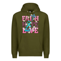 Army Green faith hope love  cross and ribbon Premium Hoodie - HRA Design Shop
