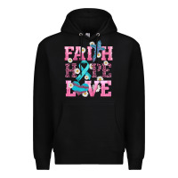 Black faith hope love  cross and ribbon Premium Hoodie - HRA Design Shop