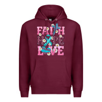 Burgundy faith hope love  cross and ribbon Premium Hoodie - HRA Design Shop
