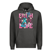 Charcoal Heather faith hope love  cross and ribbon Premium Hoodie - HRA Design Shop