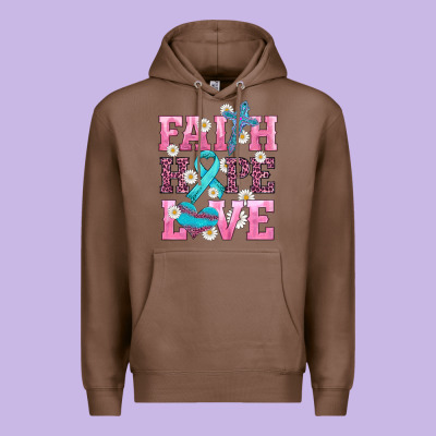 Faith Hope Love  Cross And Ribbon Premium Hoodie Designed By Hra Design Shop