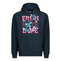 Navy faith hope love  cross and ribbon Premium Hoodie - HRA Design Shop