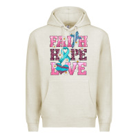 Oatmeal Heather faith hope love  cross and ribbon Premium Hoodie - HRA Design Shop