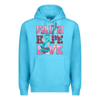 Ocean Blue faith hope love  cross and ribbon Premium Hoodie - HRA Design Shop