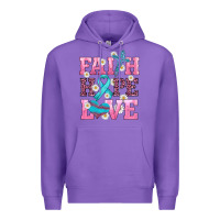 Purple faith hope love  cross and ribbon Premium Hoodie - HRA Design Shop