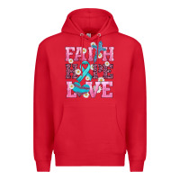 Red faith hope love  cross and ribbon Premium Hoodie - HRA Design Shop