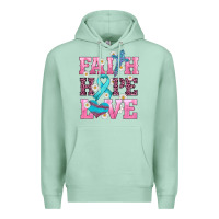 Seafoam faith hope love  cross and ribbon Premium Hoodie - HRA Design Shop