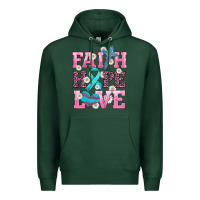 Sports Green faith hope love  cross and ribbon Premium Hoodie - HRA Design Shop