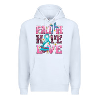 White faith hope love  cross and ribbon Premium Hoodie - HRA Design Shop