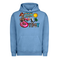 Pigment Pebble Blue Tan Tipsy Urban Hoodie - CowhideDigitalArt