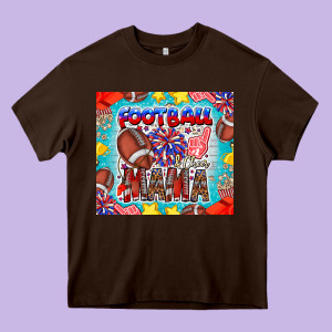 Football Mama Heavy Core Tee Designed By Cowhidedigitalart