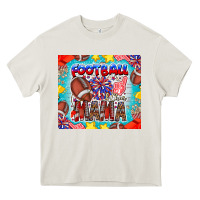 Cream Football Mama Heavy Core Tee - CowhideDigitalArt