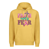 Antique Gold faith over fear with cross and ribbon Premium Hoodie - HRA Design Shop