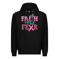 Black faith over fear with cross and ribbon Premium Hoodie - HRA Design Shop