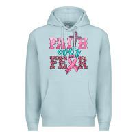 Blue Mist faith over fear with cross and ribbon Premium Hoodie - HRA Design Shop