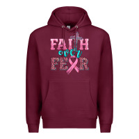 Burgundy faith over fear with cross and ribbon Premium Hoodie - HRA Design Shop