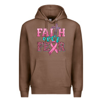 Chestnut faith over fear with cross and ribbon Premium Hoodie - HRA Design Shop
