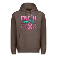 Coffee faith over fear with cross and ribbon Premium Hoodie - HRA Design Shop