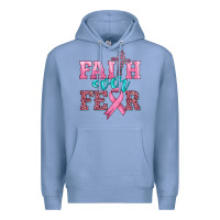 Colony Blue faith over fear with cross and ribbon Premium Hoodie - HRA Design Shop