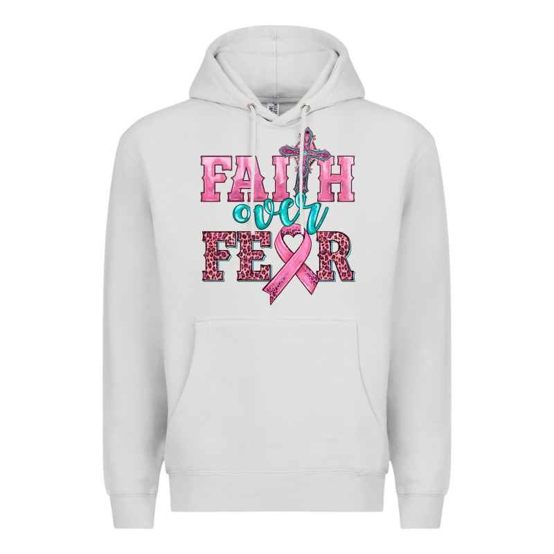 Faith Over Fear With Cross And Ribbon Premium Hoodie by HRA Design Shop | Teevron