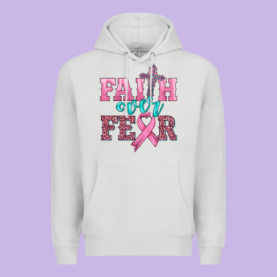 Faith Over Fear With Cross And Ribbon Premium Hoodie Designed By Hra Design Shop