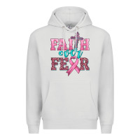 Dove Grey faith over fear with cross and ribbon Premium Hoodie - HRA Design Shop