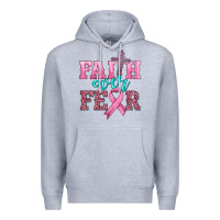 Heather Grey faith over fear with cross and ribbon Premium Hoodie - HRA Design Shop