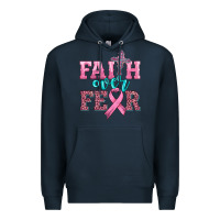 Navy faith over fear with cross and ribbon Premium Hoodie - HRA Design Shop