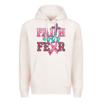 Pale Pink faith over fear with cross and ribbon Premium Hoodie - HRA Design Shop