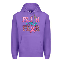 Purple faith over fear with cross and ribbon Premium Hoodie - HRA Design Shop