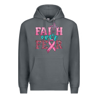 Rock faith over fear with cross and ribbon Premium Hoodie - HRA Design Shop