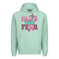 Seafoam faith over fear with cross and ribbon Premium Hoodie - HRA Design Shop