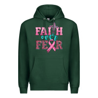 Sports Green faith over fear with cross and ribbon Premium Hoodie - HRA Design Shop