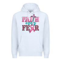 White faith over fear with cross and ribbon Premium Hoodie - HRA Design Shop