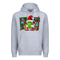Heather Grey joy green gnomes Premium Hoodie - FaDigitalArtStudio