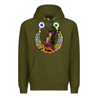 Army Green Halloween Horseshoe Premium Hoodie - CowhideDigitalArt