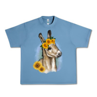 Pebble Blue Sunflower Baby Donkey Urban Heavy Tee - RanaPortraitStore