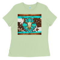 Matcha bull skull and turquoise cowhide tumbler Ladies Tee - Artiststas
