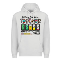 Dove Grey battery life of a teacher monday friday Premium Hoodie - CowhideDigitalArt
