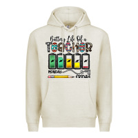 Oatmeal Heather battery life of a teacher monday friday Premium Hoodie - CowhideDigitalArt