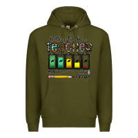 Army Green battery life of a teacher monday friday Premium Hoodie - CowhideDigitalArt