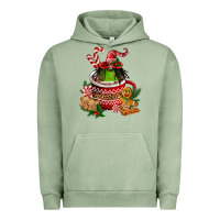 Pigment Oil Green christmas coffee afro gnome Urban Hoodie - FaDigitalArtStudio