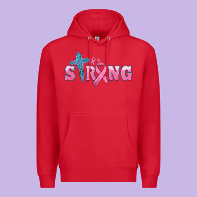 Strong With Cross Ribbon Premium Hoodie Designed By Hra Design Shop